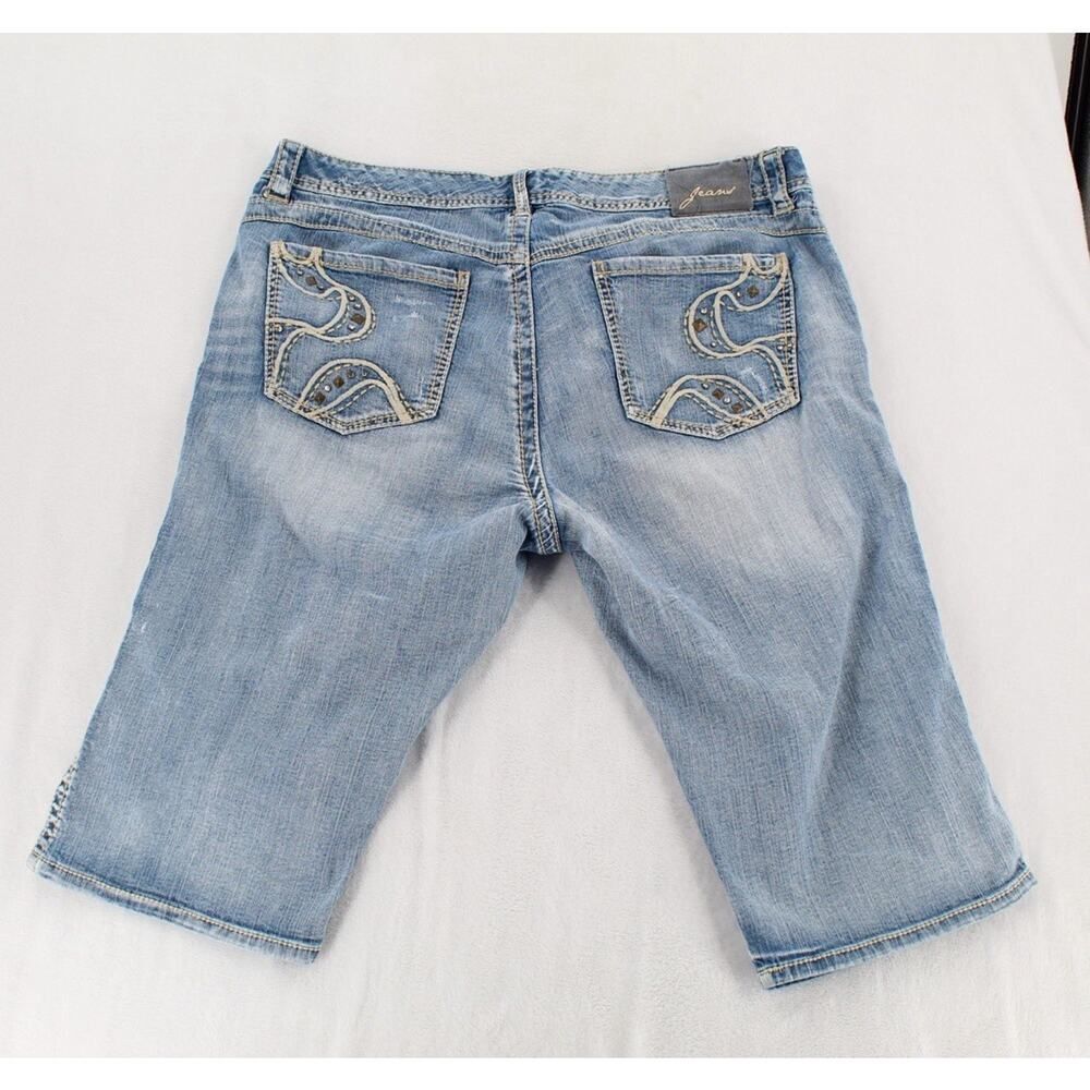 Seven7 Board Short Jeans Women Sz 22 Embroidered Distressed